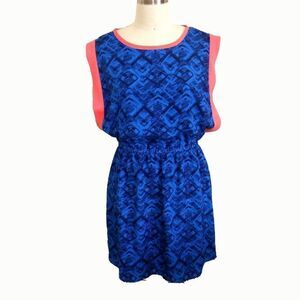 Charming Charlie retro blue orange Chevron dress